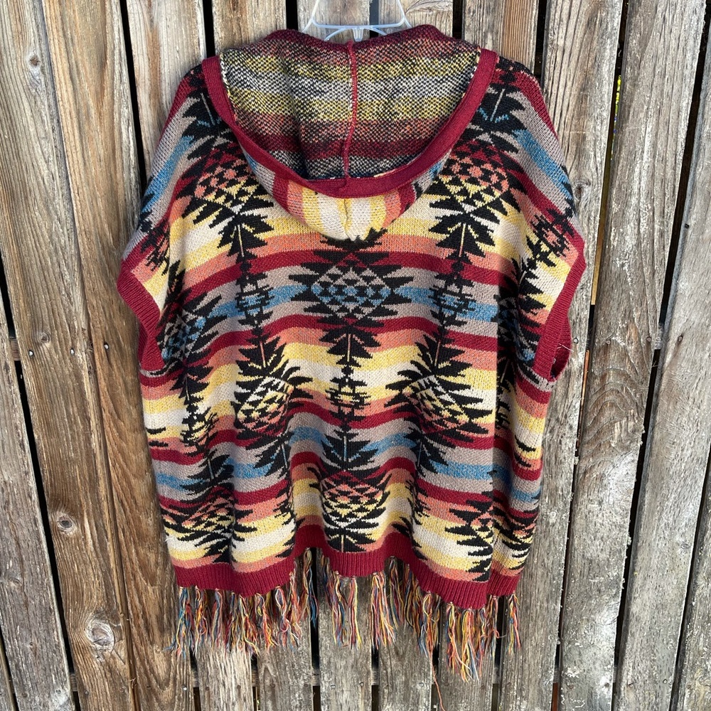 American Eagle Sweater Cardigan Vest Short Sleeve Southwest Oversized XS Hood - Picture 4 of 4
